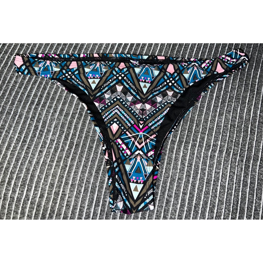 Geometric Aztec Print Bikini Bottoms Multicolor Tribal Boho Swimwear Cheeky